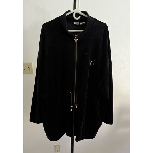 EUC Vintage Disney Catalog Black Zip Jacket  With Mickey Mouse Zipper Pull - Picture 1 of 6